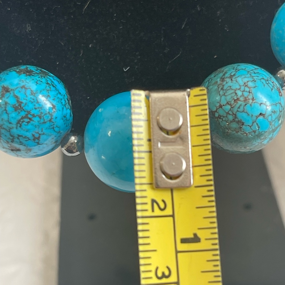 Vintage Persian Turquoise Graduated Bead Strand 22” Necklace Pendant Marked 96g - Picture 3 of 16